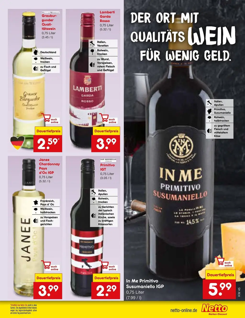 Netto Marken-Discount Prospekt KW45 mit aktuellen Angeboten und attraktiven Rabatten – günstige Lebensmittel, Sparen Sie bei Netto Marken-Discount Prospekt diese Woche!