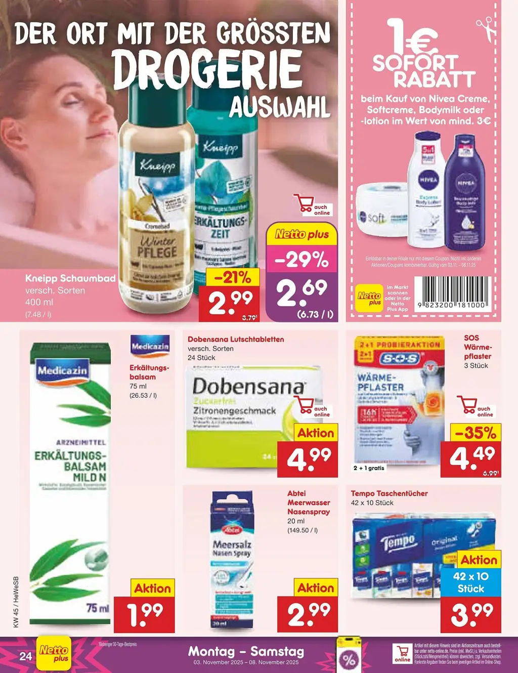 Netto Marken-Discount Prospekt KW45 mit aktuellen Angeboten und attraktiven Rabatten – günstige Lebensmittel, Sparen Sie bei Netto Marken-Discount Prospekt diese Woche!