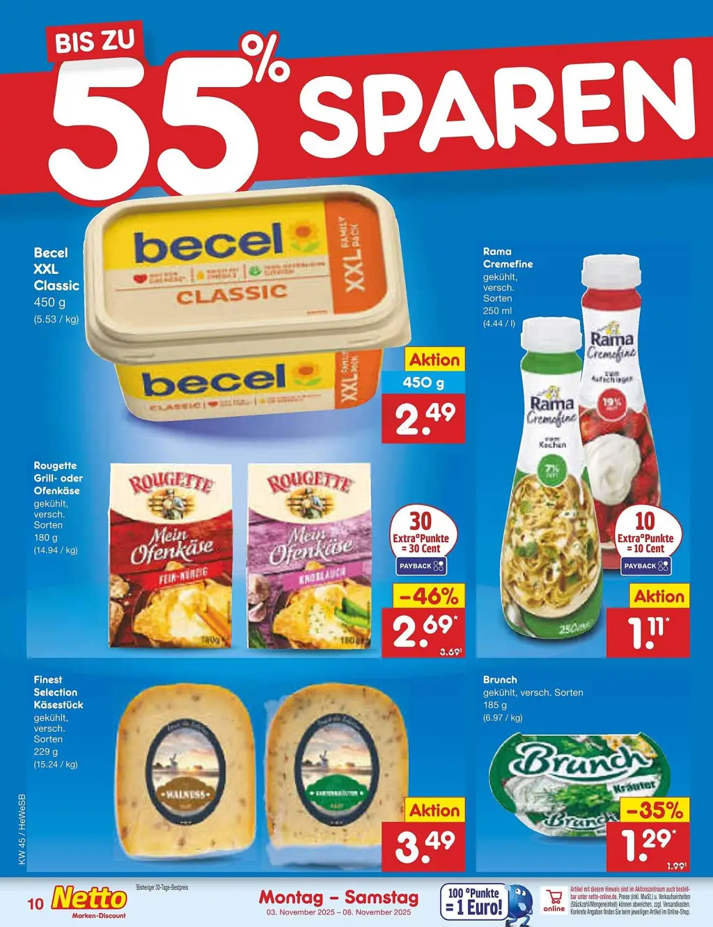 Netto Marken-Discount Prospekt KW45 mit aktuellen Angeboten und attraktiven Rabatten – günstige Lebensmittel, Sparen Sie bei Netto Marken-Discount Prospekt diese Woche!
