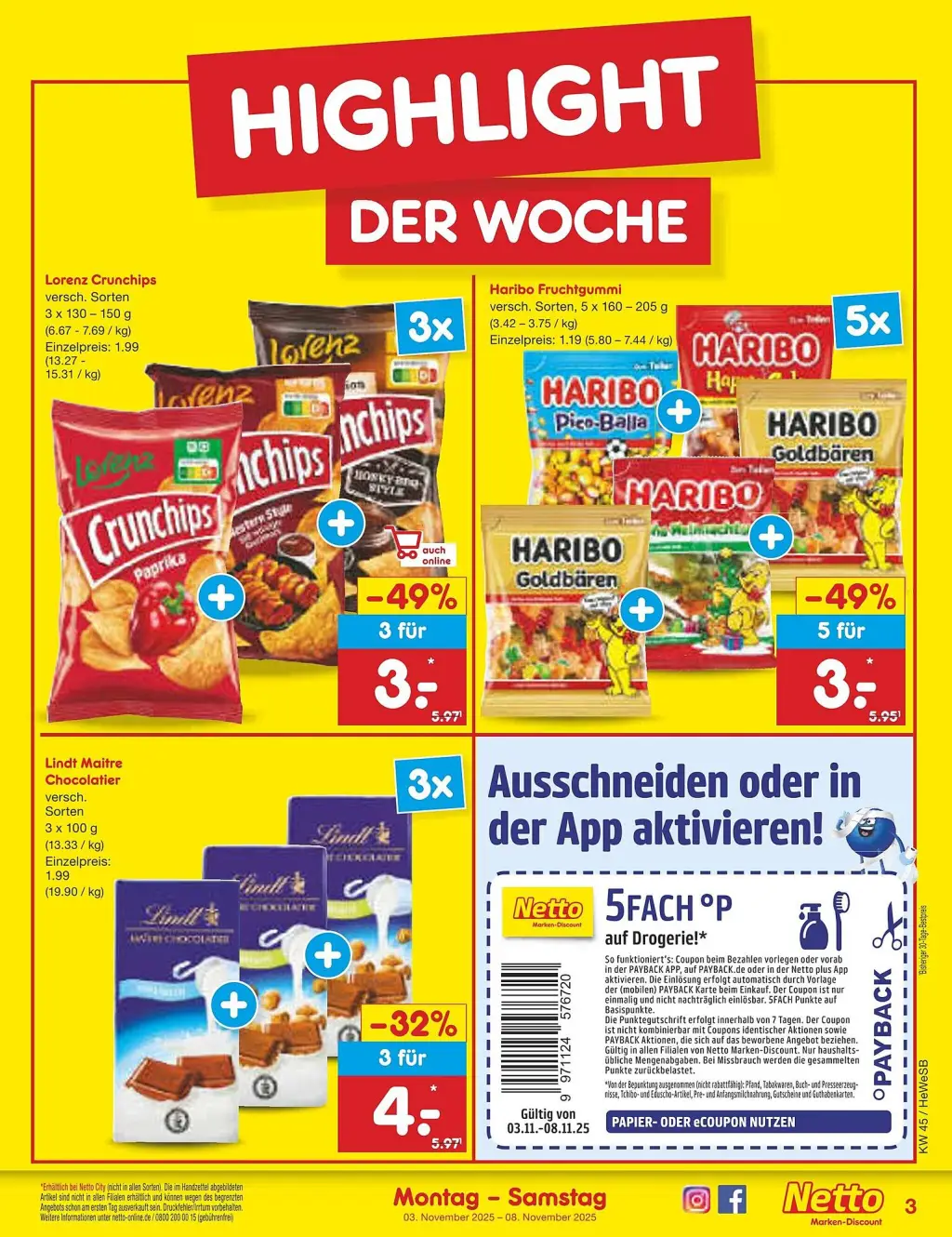 Netto Marken-Discount Prospekt KW45 mit aktuellen Angeboten und attraktiven Rabatten – günstige Lebensmittel, Sparen Sie bei Netto Marken-Discount Prospekt diese Woche!
