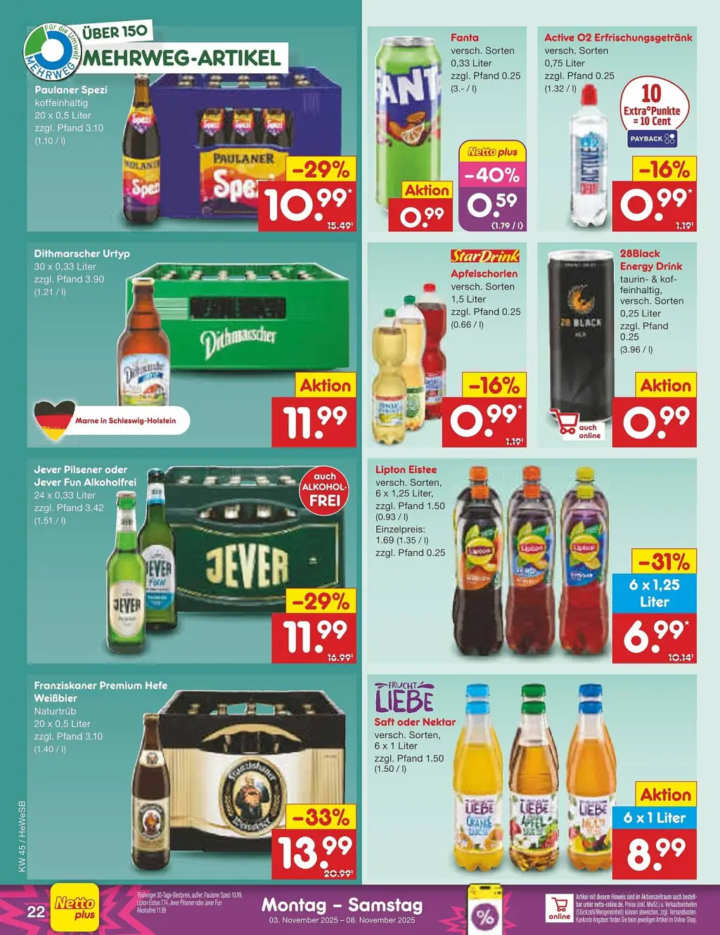 Netto Marken-Discount Prospekt KW45 mit aktuellen Angeboten und attraktiven Rabatten – günstige Lebensmittel, Sparen Sie bei Netto Marken-Discount Prospekt diese Woche!