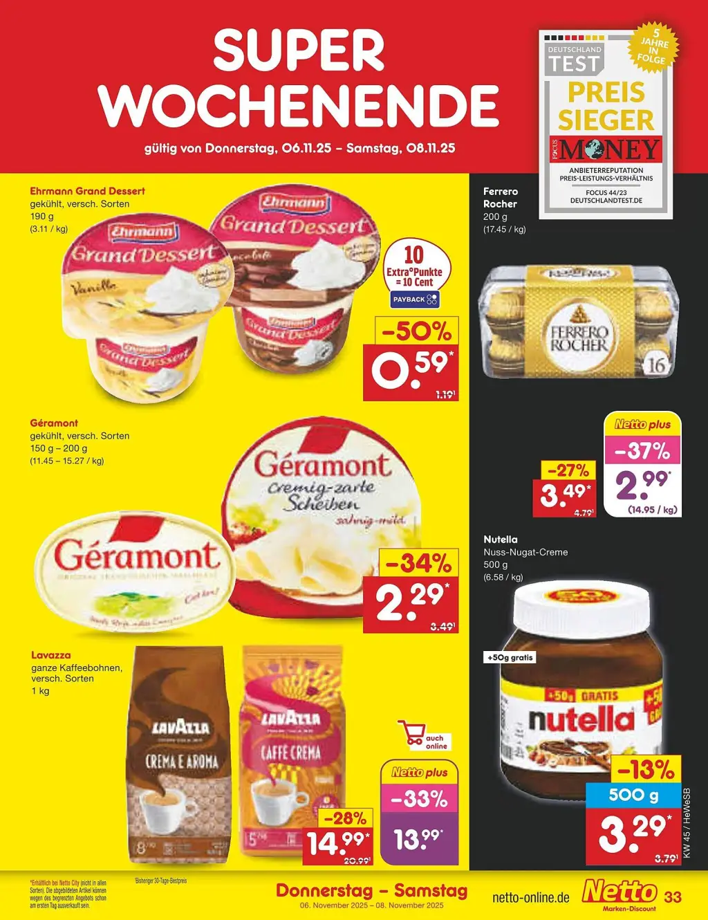 Netto Marken-Discount Prospekt KW45 mit aktuellen Angeboten und attraktiven Rabatten – günstige Lebensmittel, Sparen Sie bei Netto Marken-Discount Prospekt diese Woche!