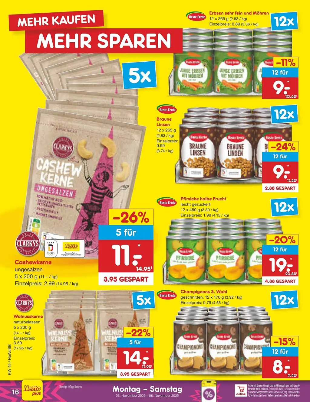 Netto Marken-Discount Prospekt KW45 mit aktuellen Angeboten und attraktiven Rabatten – günstige Lebensmittel, Sparen Sie bei Netto Marken-Discount Prospekt diese Woche!
