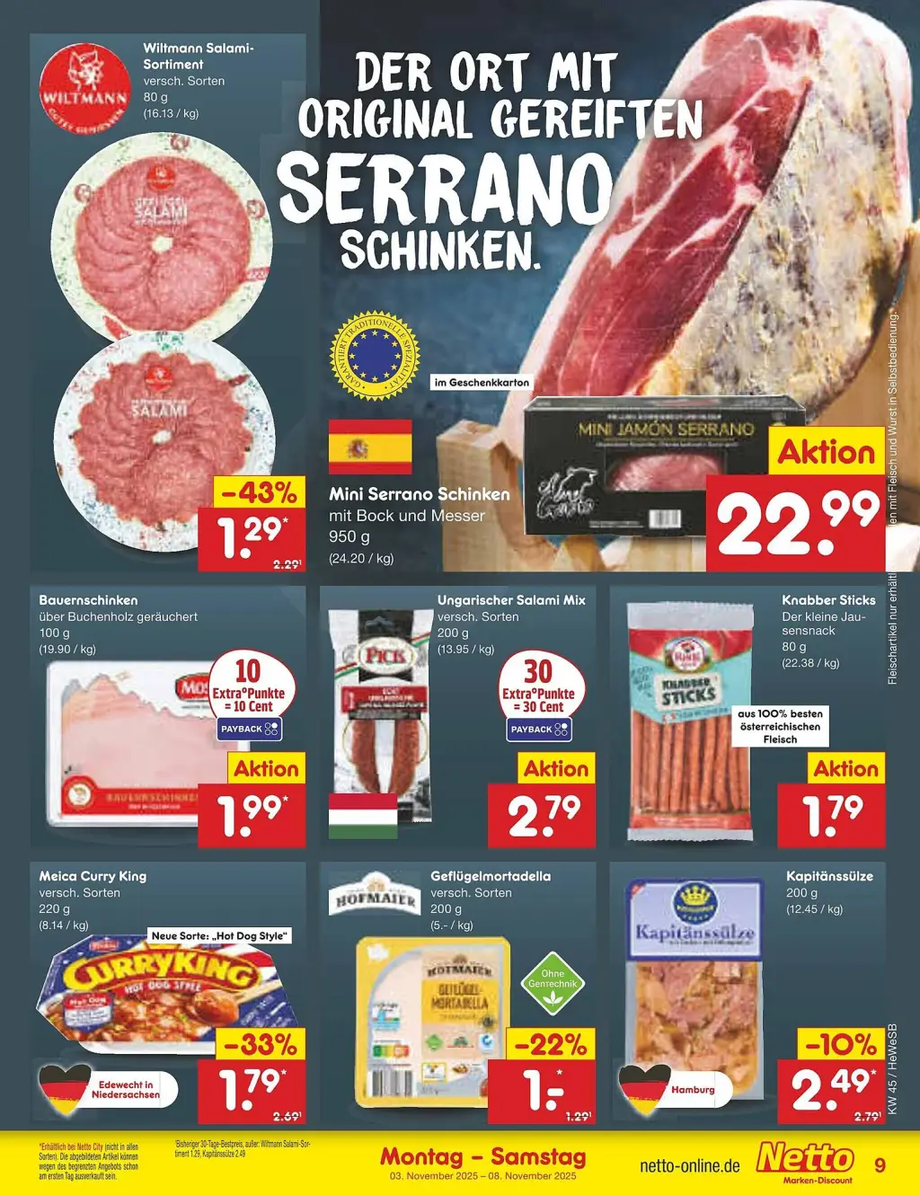 Netto Marken-Discount Prospekt KW45 mit aktuellen Angeboten und attraktiven Rabatten – günstige Lebensmittel, Sparen Sie bei Netto Marken-Discount Prospekt diese Woche!
