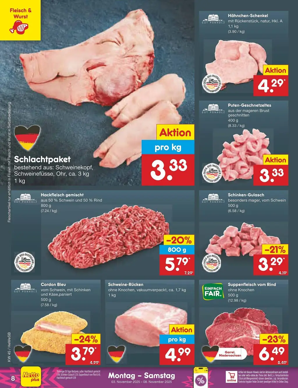 Netto Marken-Discount Prospekt KW45 mit aktuellen Angeboten und attraktiven Rabatten – günstige Lebensmittel, Sparen Sie bei Netto Marken-Discount Prospekt diese Woche!