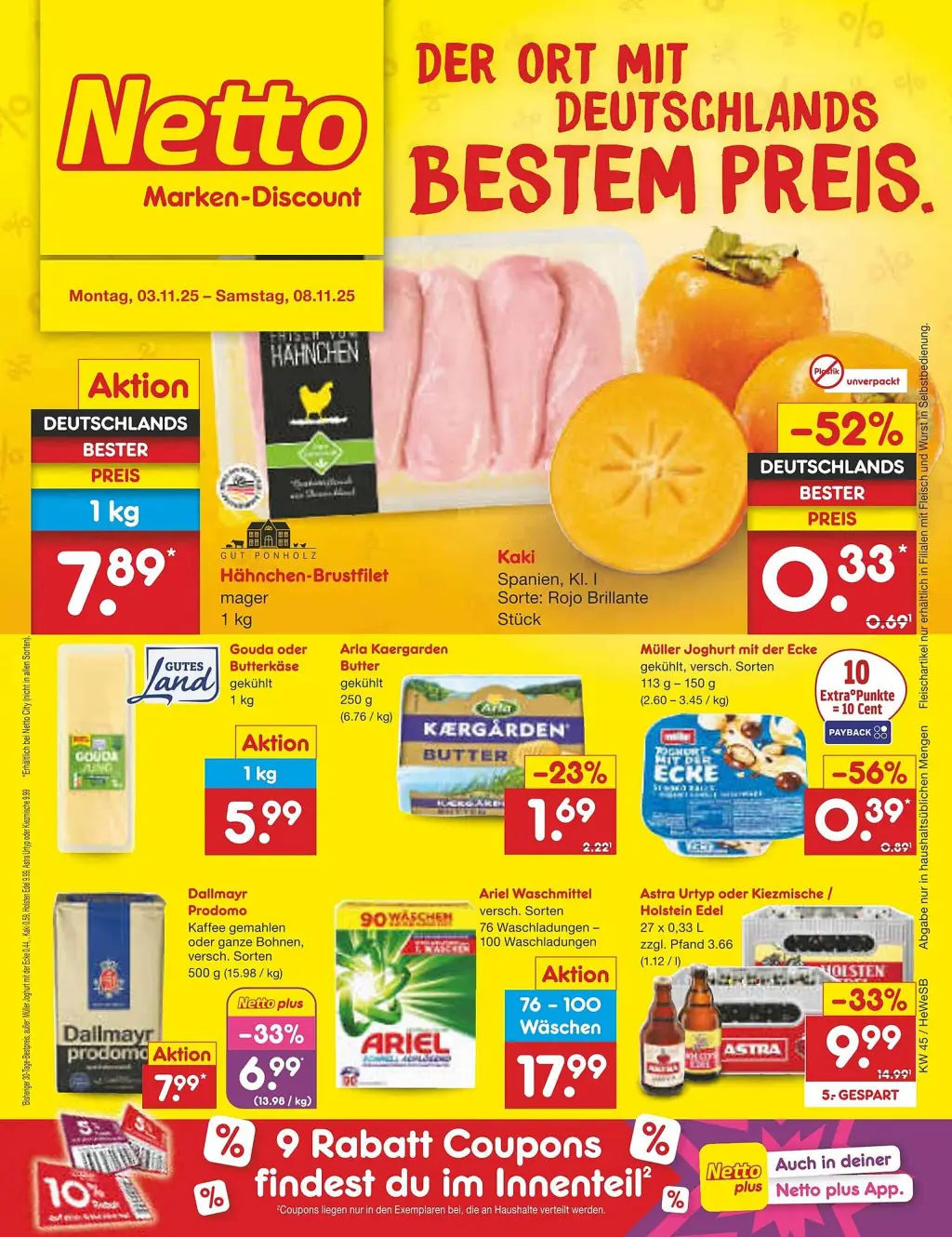 Netto Marken-Discount Prospekt KW45 mit aktuellen Angeboten und attraktiven Rabatten – günstige Lebensmittel, Sparen Sie bei Netto Marken-Discount Prospekt diese Woche!