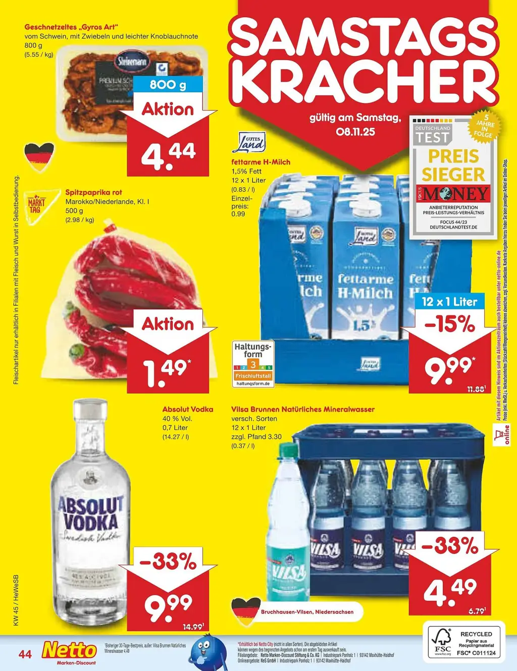 Netto Marken-Discount Prospekt KW45 mit aktuellen Angeboten und attraktiven Rabatten – günstige Lebensmittel, Sparen Sie bei Netto Marken-Discount Prospekt diese Woche!
