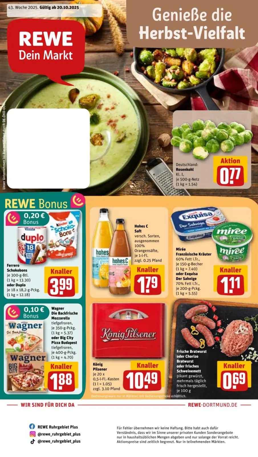 REWE Prospekt KW43 mit aktuellen Angeboten und attraktiven Rabatten – günstige Lebensmittel, Sparen Sie bei REWE Prospekt diese Woche!