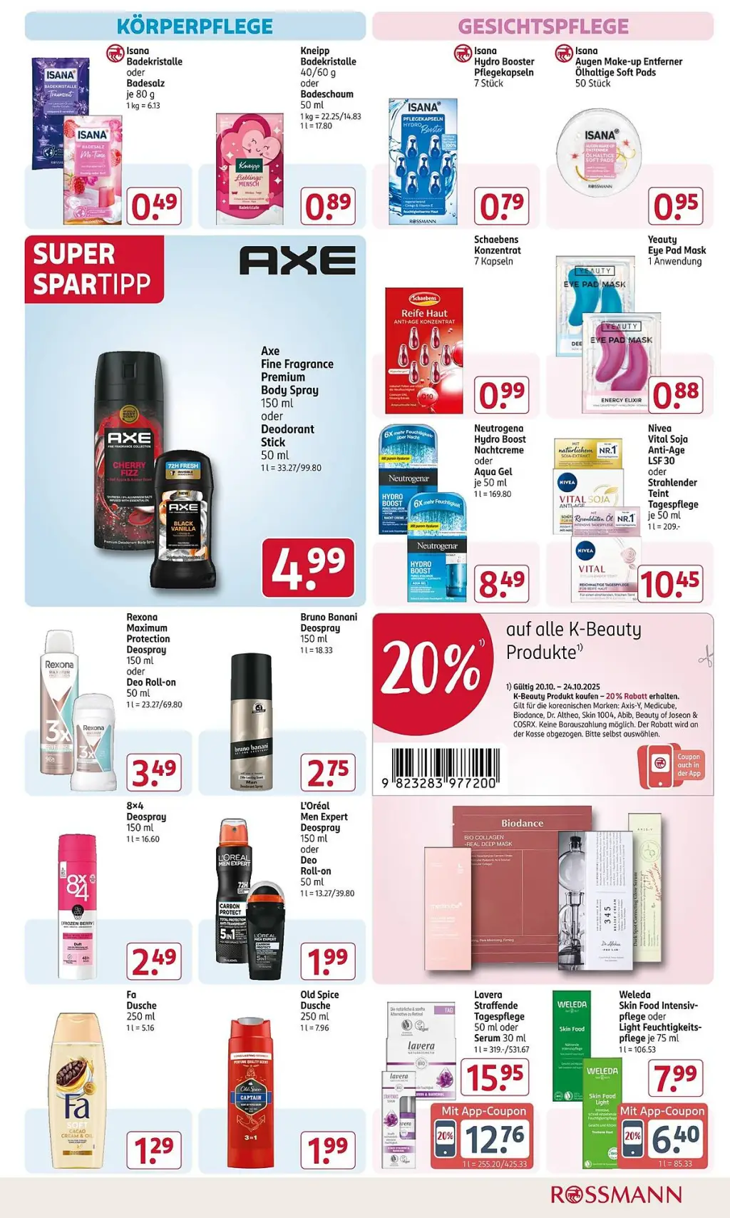 Rossmann Prospekt KW43 mit aktuellen Angeboten und attraktiven Rabatten – günstige Lebensmittel, Sparen Sie bei Rossmann Prospekt diese Woche!