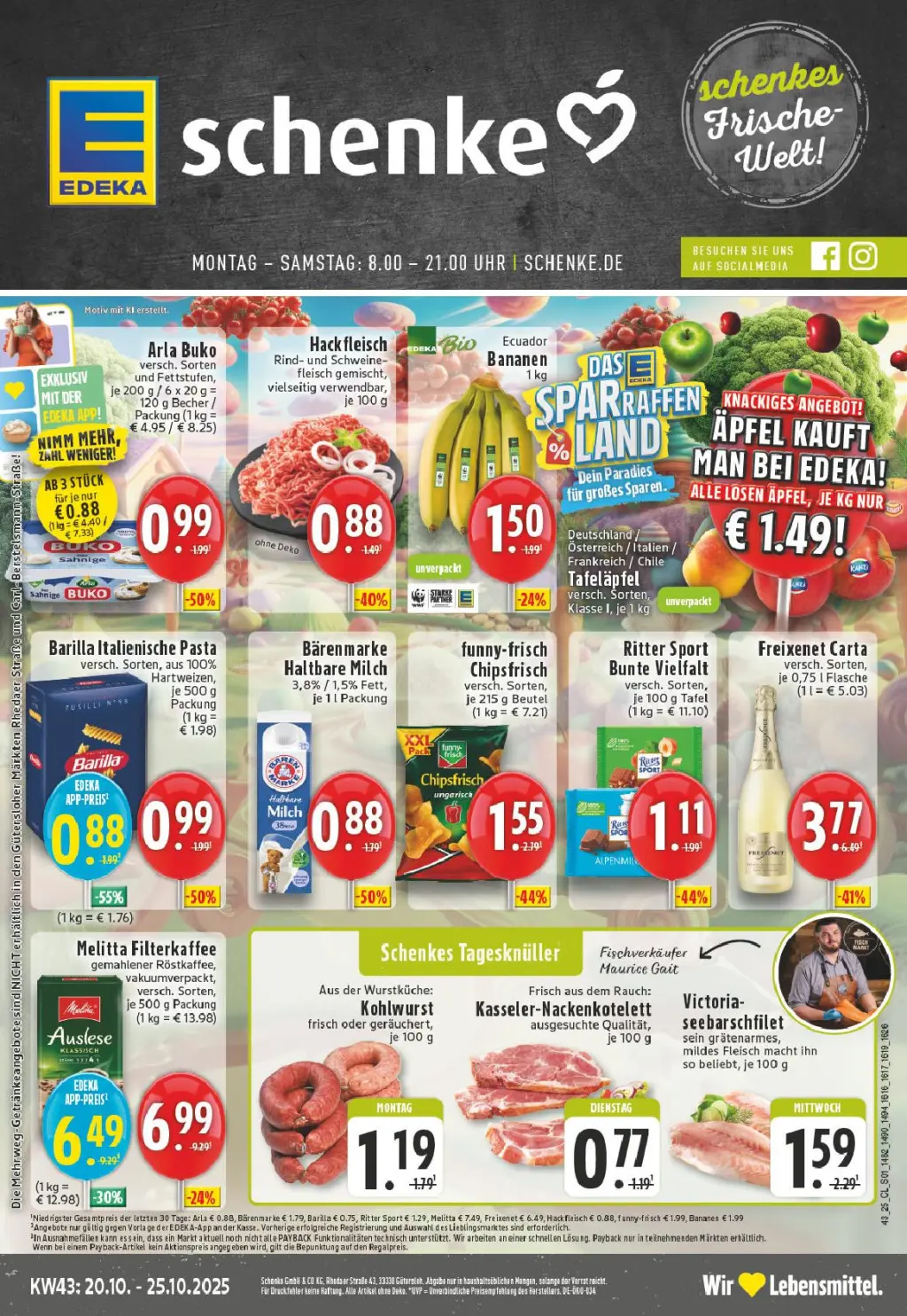 Schenke Prospekt KW43 mit aktuellen Angeboten und attraktiven Rabatten – günstige Lebensmittel, Sparen Sie bei Schenke Prospekt diese Woche!