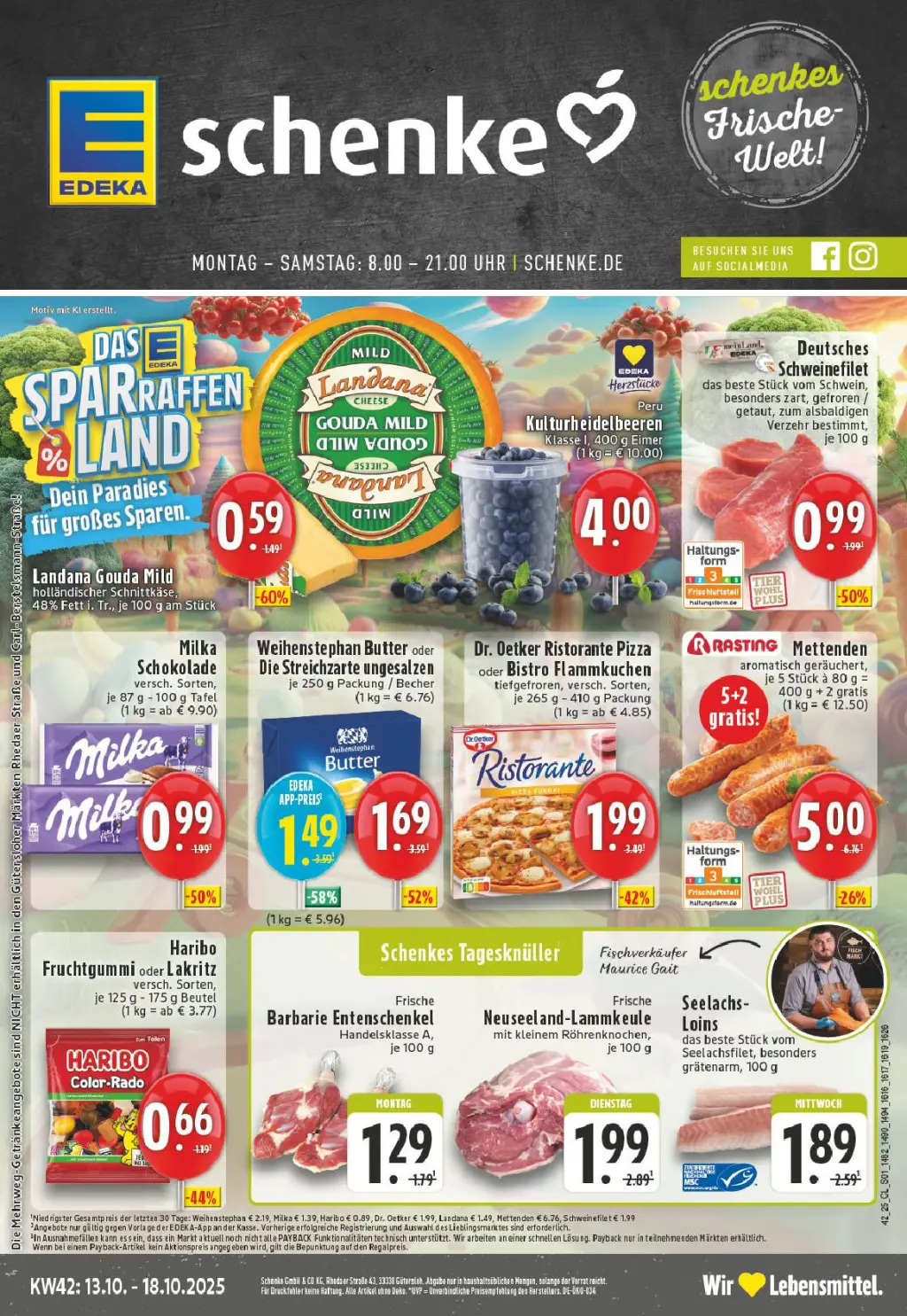 Schenke Prospekt KW42 mit aktuellen Angeboten und attraktiven Rabatten – günstige Lebensmittel, Sparen Sie bei Schenke Prospekt diese Woche!