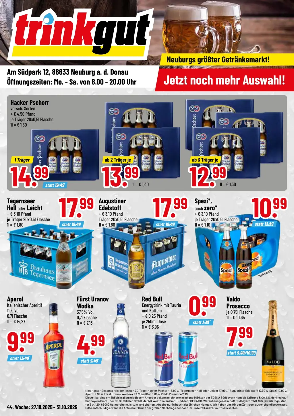 trinkgut Prospekt KW44 mit aktuellen Angeboten und attraktiven Rabatten – günstige Lebensmittel, Sparen Sie bei trinkgut Prospekt diese Woche! trinkgut Prospekt KW44 mit aktuellen Angeboten und attraktiven Rabatten – günstige Lebensmittel, Sparen Sie bei trinkgut Prospekt diese Woche!