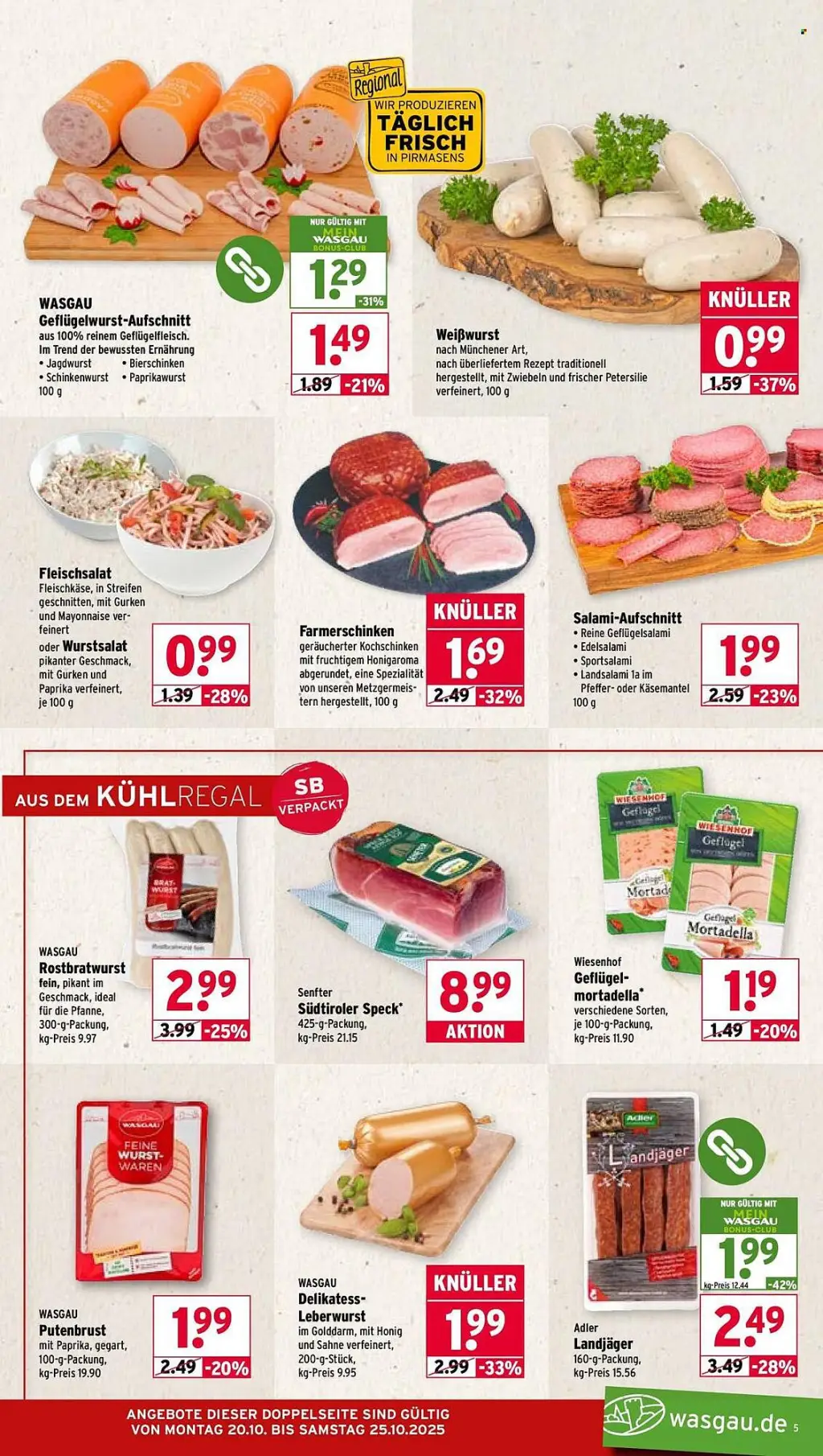 Wasgau Prospekt KW43 mit aktuellen Angeboten und attraktiven Rabatten – günstige Lebensmittel, Sparen Sie bei Wasgau Prospekt diese Woche!