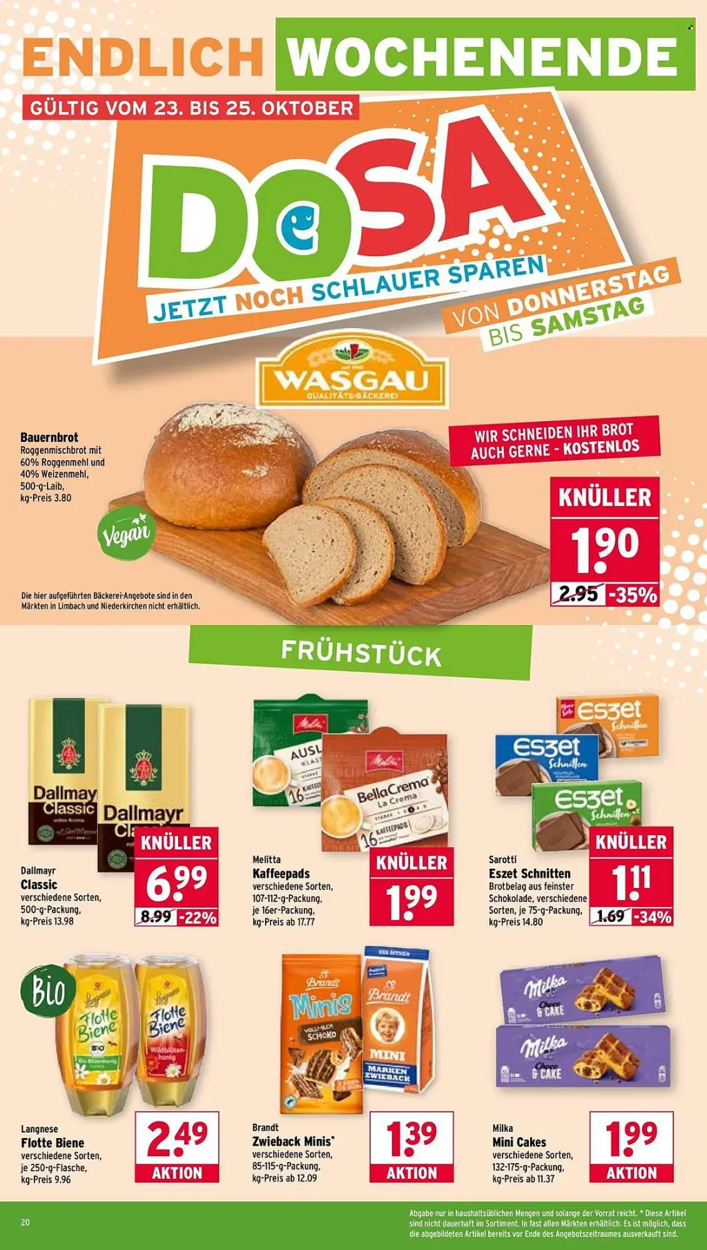 Wasgau Prospekt KW43 mit aktuellen Angeboten und attraktiven Rabatten – günstige Lebensmittel, Sparen Sie bei Wasgau Prospekt diese Woche!