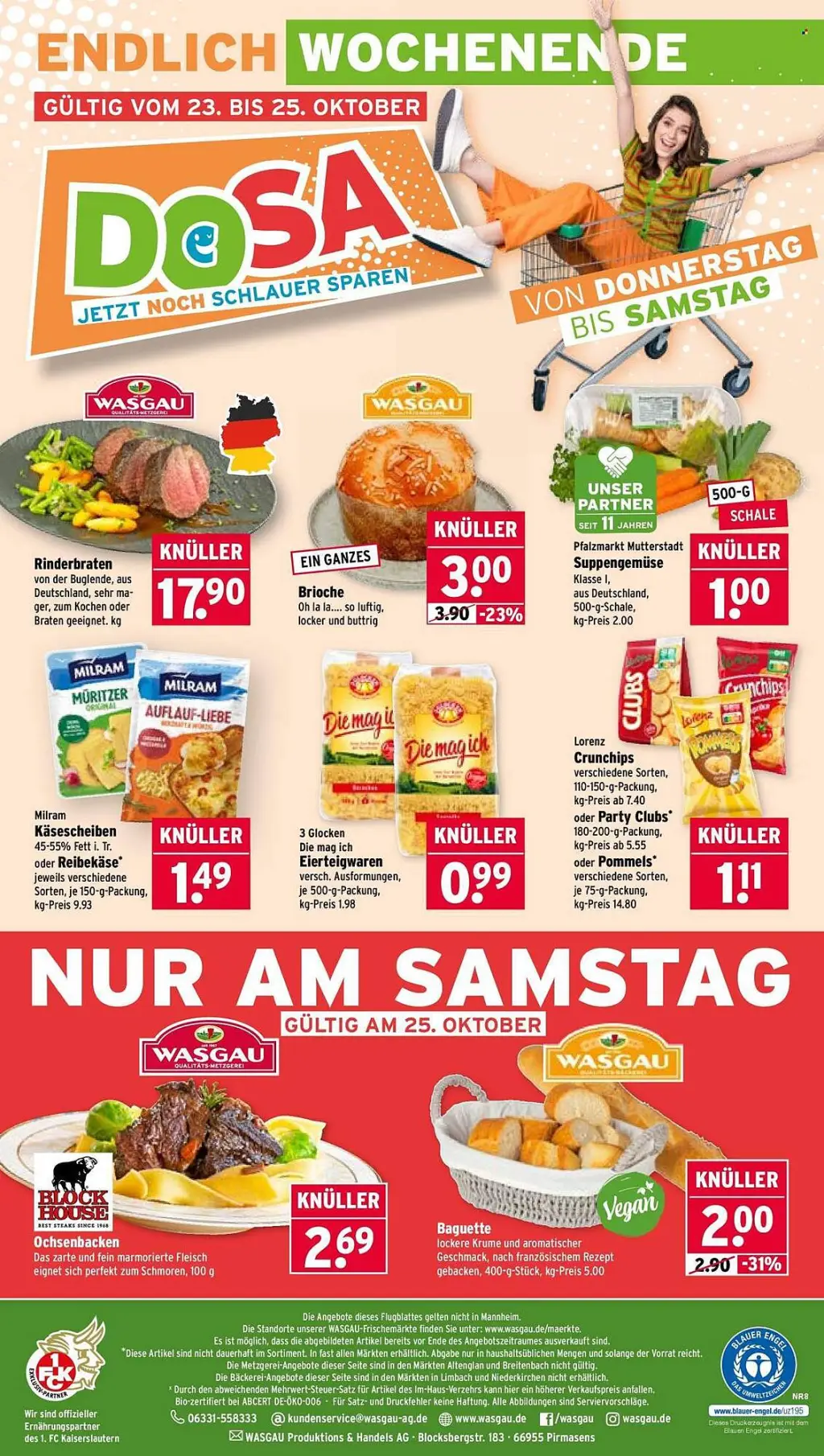 Wasgau Prospekt KW43 mit aktuellen Angeboten und attraktiven Rabatten – günstige Lebensmittel, Sparen Sie bei Wasgau Prospekt diese Woche!