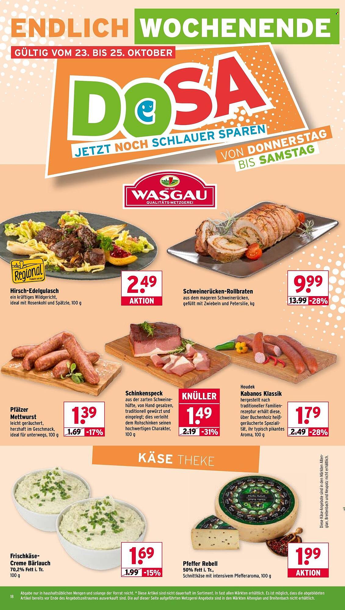 Wasgau Prospekt KW43 mit aktuellen Angeboten und attraktiven Rabatten – günstige Lebensmittel, Sparen Sie bei Wasgau Prospekt diese Woche!