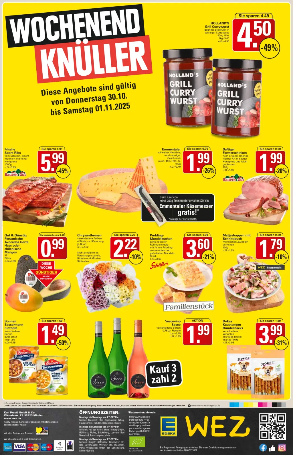 WEZ Prospekt KW44 mit aktuellen Angeboten und attraktiven Rabatten – günstige Lebensmittel, Sparen Sie bei WEZ Prospekt diese Woche!