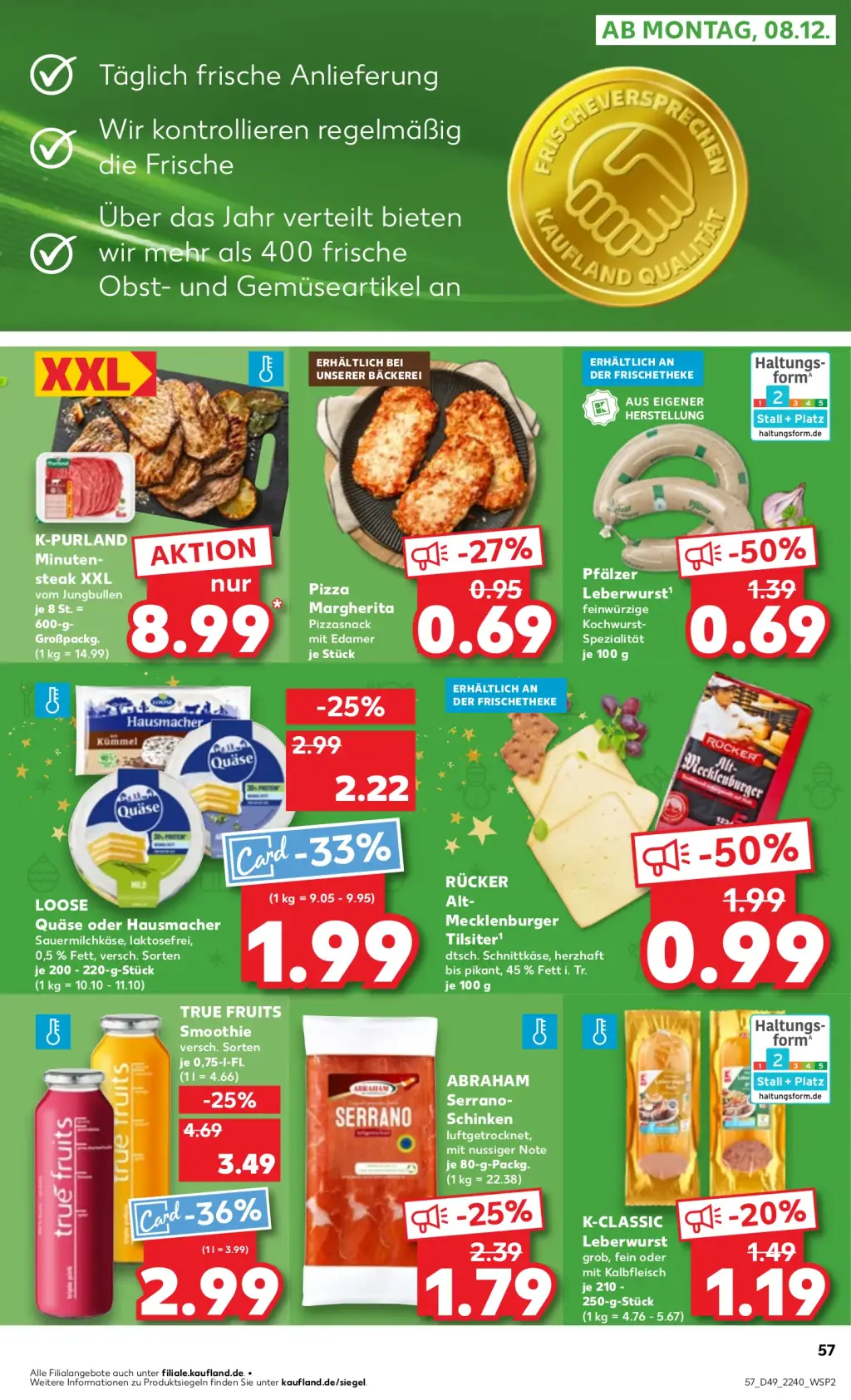 Kaufland Prospekt KW49 mit aktuellen Angeboten und attraktiven Rabatten – günstige Lebensmittel, Sparen Sie bei Kaufland Prospekt diese Woche!