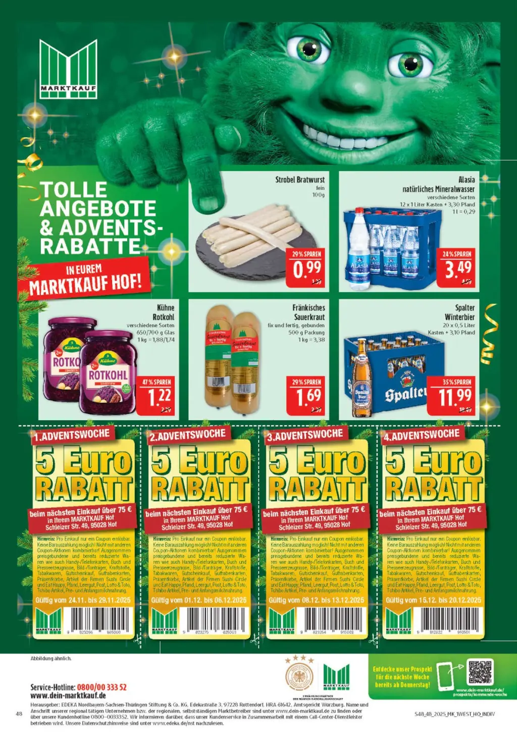 Marktkauf Prospekt KW48 mit aktuellen Angeboten und attraktiven Rabatten – günstige Lebensmittel, Sparen Sie bei Marktkauf Prospekt diese Woche!