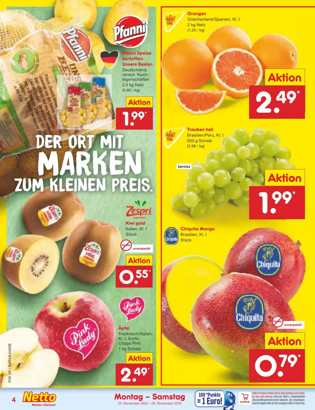 Netto Marken-Discount Prospekt KW48 mit aktuellen Angeboten und attraktiven Rabatten – günstige Lebensmittel, Sparen Sie bei Netto Marken-Discount Prospekt diese Woche!