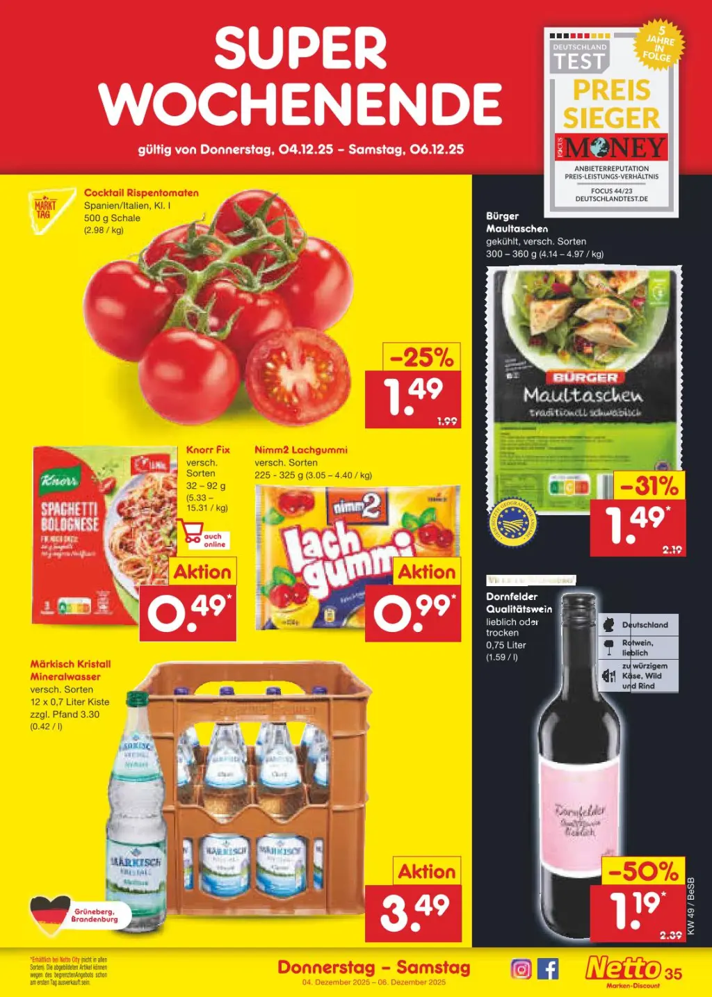 Netto Marken-Discount Prospekt KW49 mit aktuellen Angeboten und attraktiven Rabatten – günstige Lebensmittel, Sparen Sie bei Netto Marken-Discount Prospekt diese Woche!