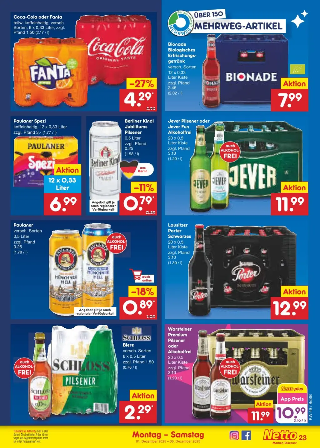 Netto Marken-Discount Prospekt KW49 mit aktuellen Angeboten und attraktiven Rabatten – günstige Lebensmittel, Sparen Sie bei Netto Marken-Discount Prospekt diese Woche!