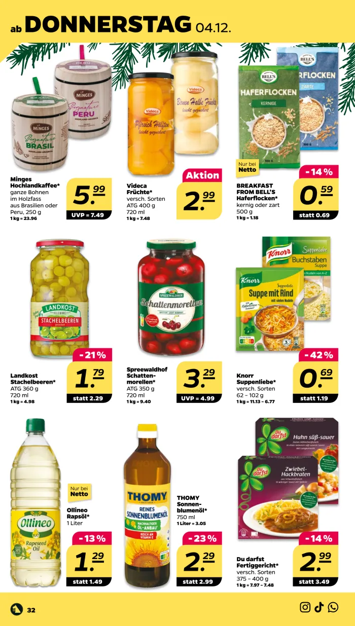 NETTO Prospekt KW49 mit aktuellen Angeboten und attraktiven Rabatten – günstige Lebensmittel, Sparen Sie bei NETTO Prospekt diese Woche!