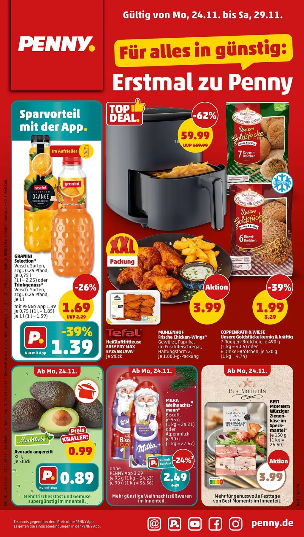 PENNY Prospekt KW48 mit aktuellen Angeboten und attraktiven Rabatten – günstige Lebensmittel, Sparen Sie bei PENNY Prospekt diese Woche! PENNY Prospekt KW48 mit aktuellen Angeboten und attraktiven Rabatten – günstige Lebensmittel, Sparen Sie bei PENNY Prospekt diese Woche!