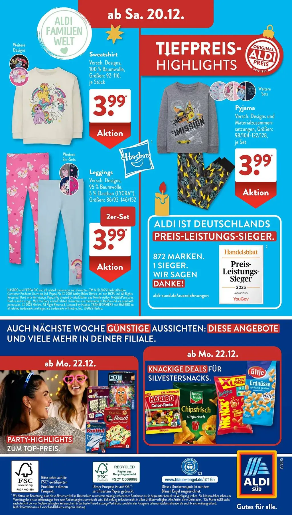 Aldi S&uuml;d Prospekt KW51 mit aktuellen Angeboten und attraktiven Rabatten – günstige Lebensmittel, Sparen Sie bei Aldi S&uuml;d Prospekt diese Woche!