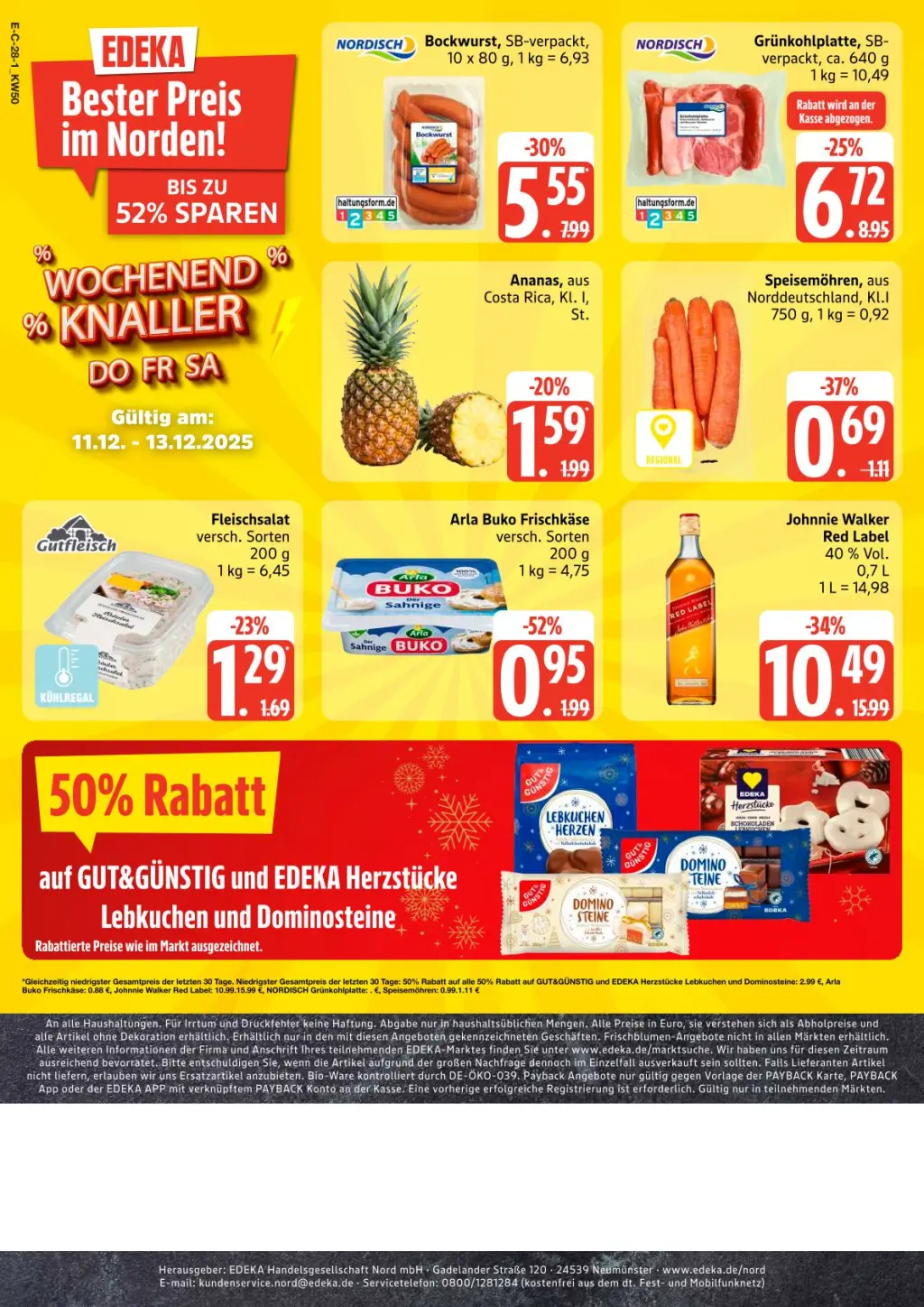 Edeka Prospekt KW50 mit aktuellen Angeboten und attraktiven Rabatten – günstige Lebensmittel, Sparen Sie bei Edeka Prospekt diese Woche!