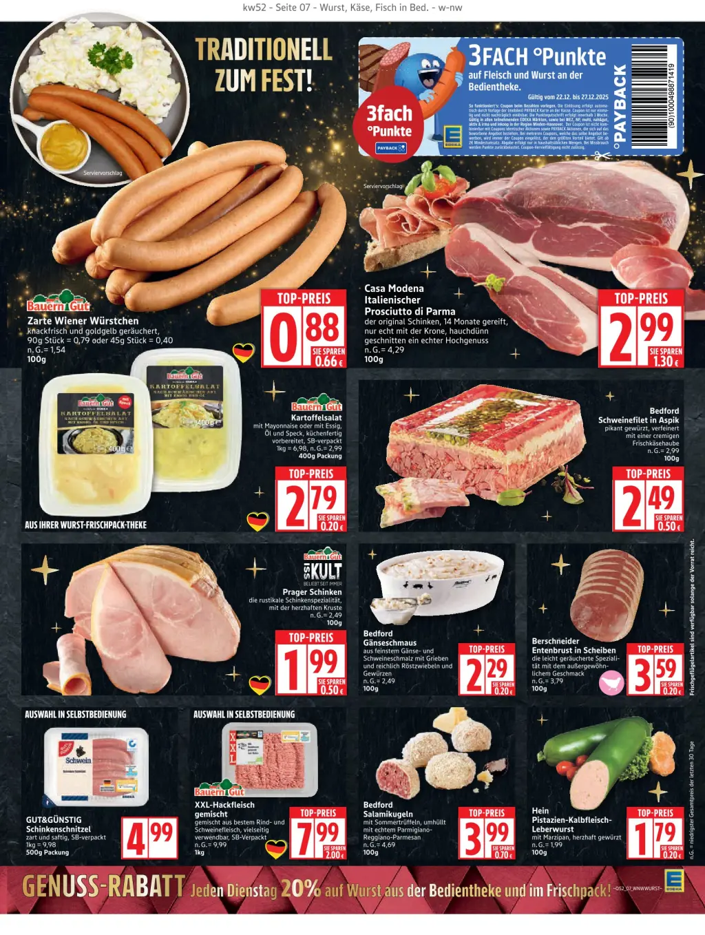 Edeka Prospekt KW52 mit aktuellen Angeboten und attraktiven Rabatten – günstige Lebensmittel, Sparen Sie bei Edeka Prospekt diese Woche!