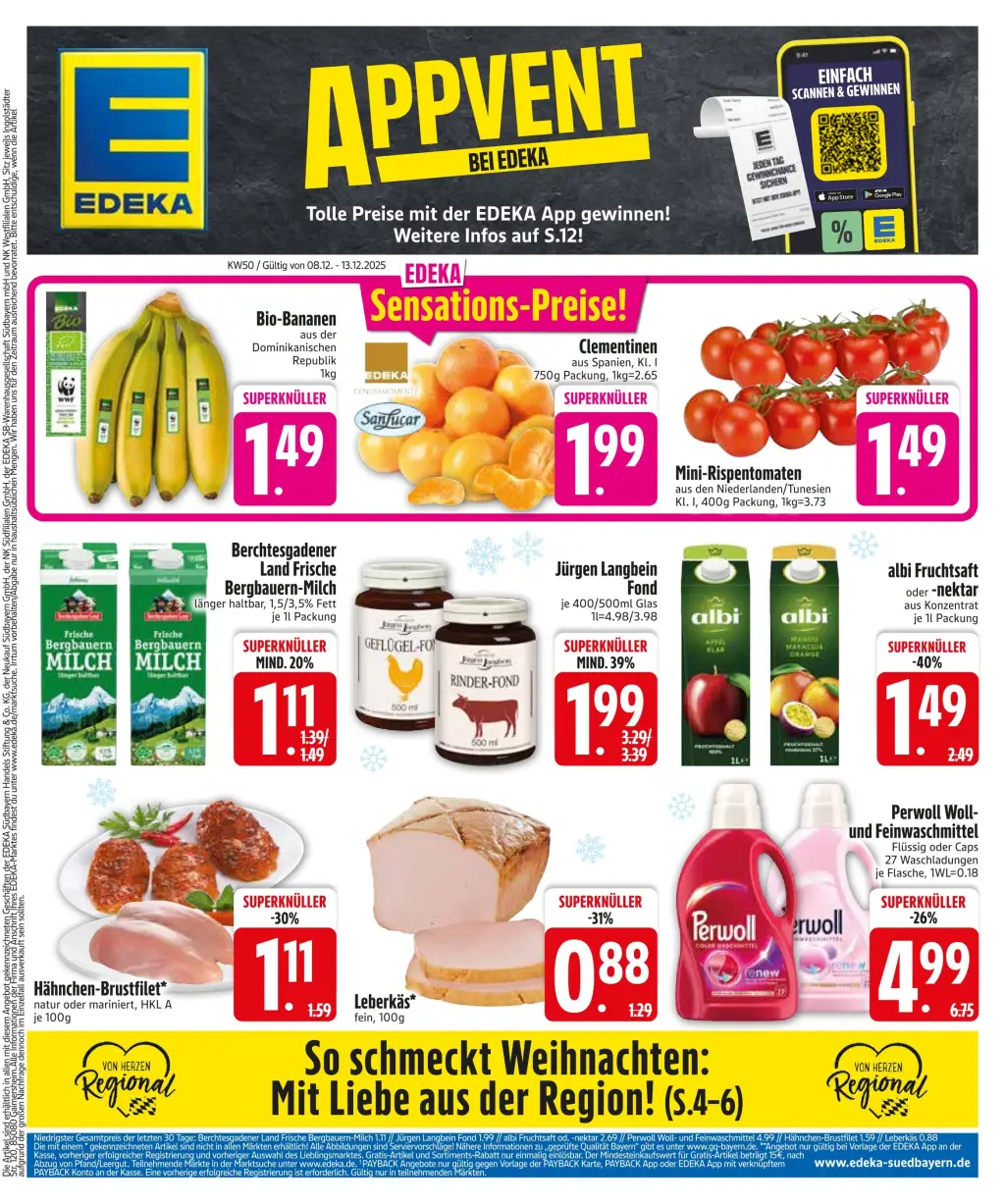 Edeka Prospekt KW50 mit aktuellen Angeboten und attraktiven Rabatten – günstige Lebensmittel, Sparen Sie bei Edeka Prospekt diese Woche!