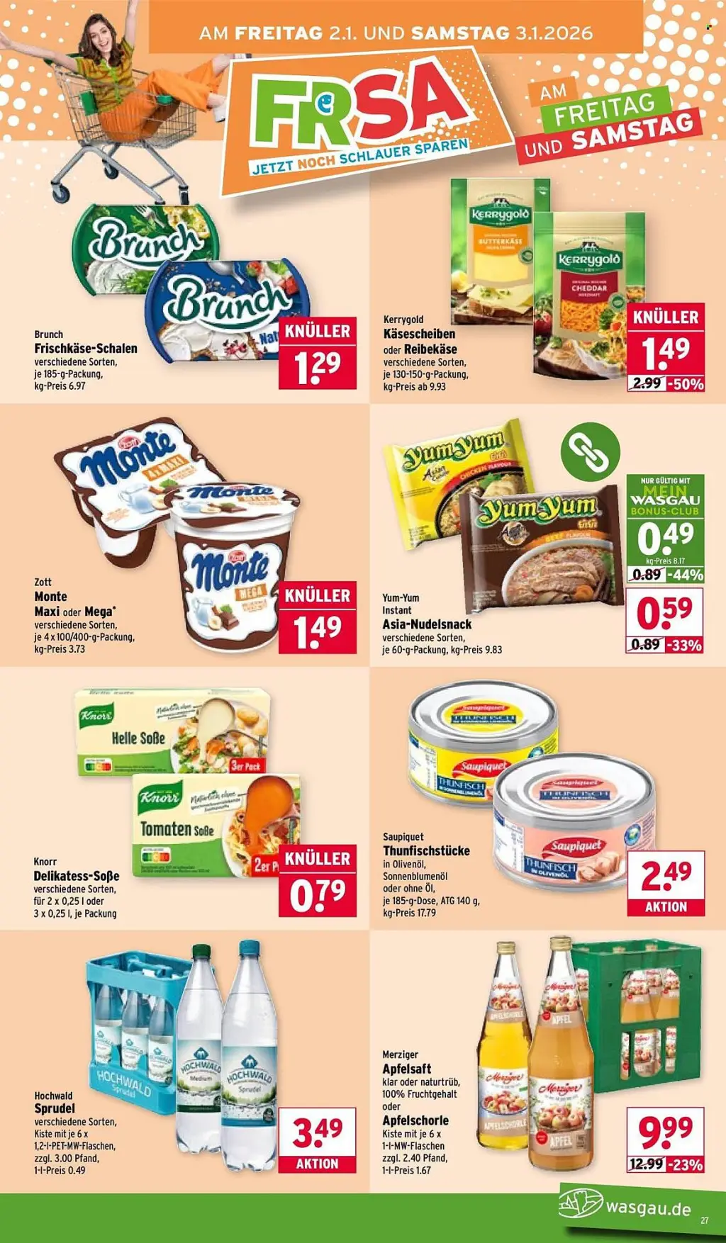 Wasgau Prospekt KW01 mit aktuellen Angeboten und attraktiven Rabatten – günstige Lebensmittel, Sparen Sie bei Wasgau Prospekt diese Woche!