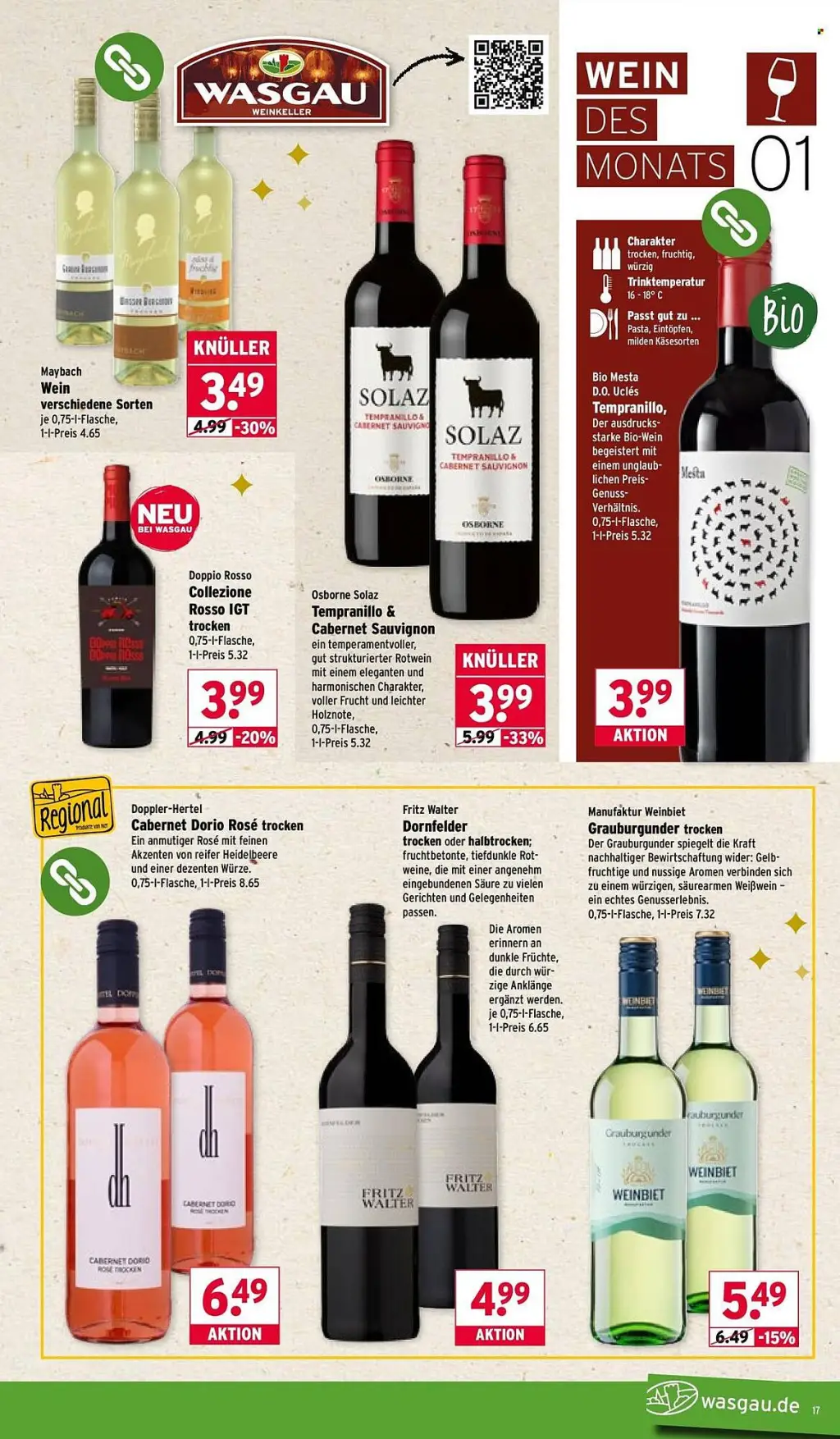 Wasgau Prospekt KW01 mit aktuellen Angeboten und attraktiven Rabatten – günstige Lebensmittel, Sparen Sie bei Wasgau Prospekt diese Woche!