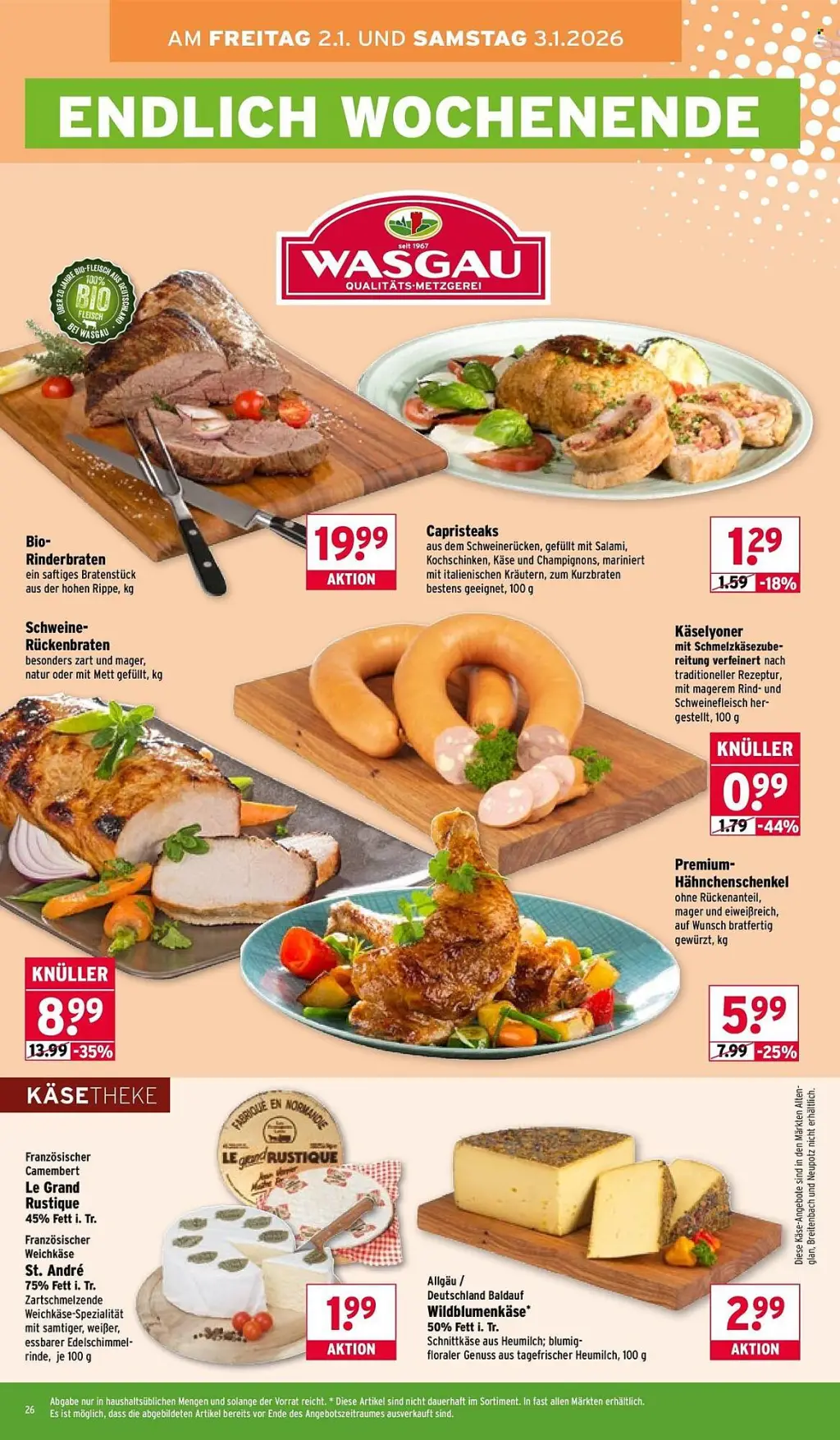 Wasgau Prospekt KW01 mit aktuellen Angeboten und attraktiven Rabatten – günstige Lebensmittel, Sparen Sie bei Wasgau Prospekt diese Woche!