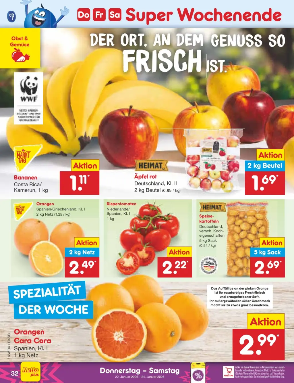 Netto Marken-Discount Prospekt KW04 mit aktuellen Angeboten und attraktiven Rabatten – günstige Lebensmittel, Sparen Sie bei Netto Marken-Discount Prospekt diese Woche!