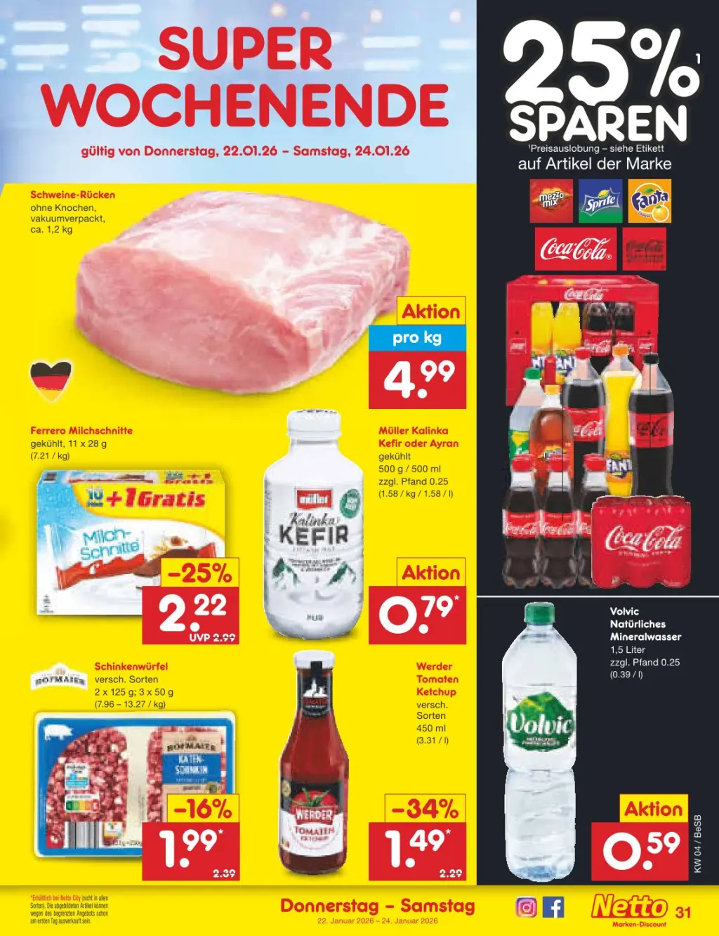 Netto Marken-Discount Prospekt KW04 mit aktuellen Angeboten und attraktiven Rabatten – günstige Lebensmittel, Sparen Sie bei Netto Marken-Discount Prospekt diese Woche!