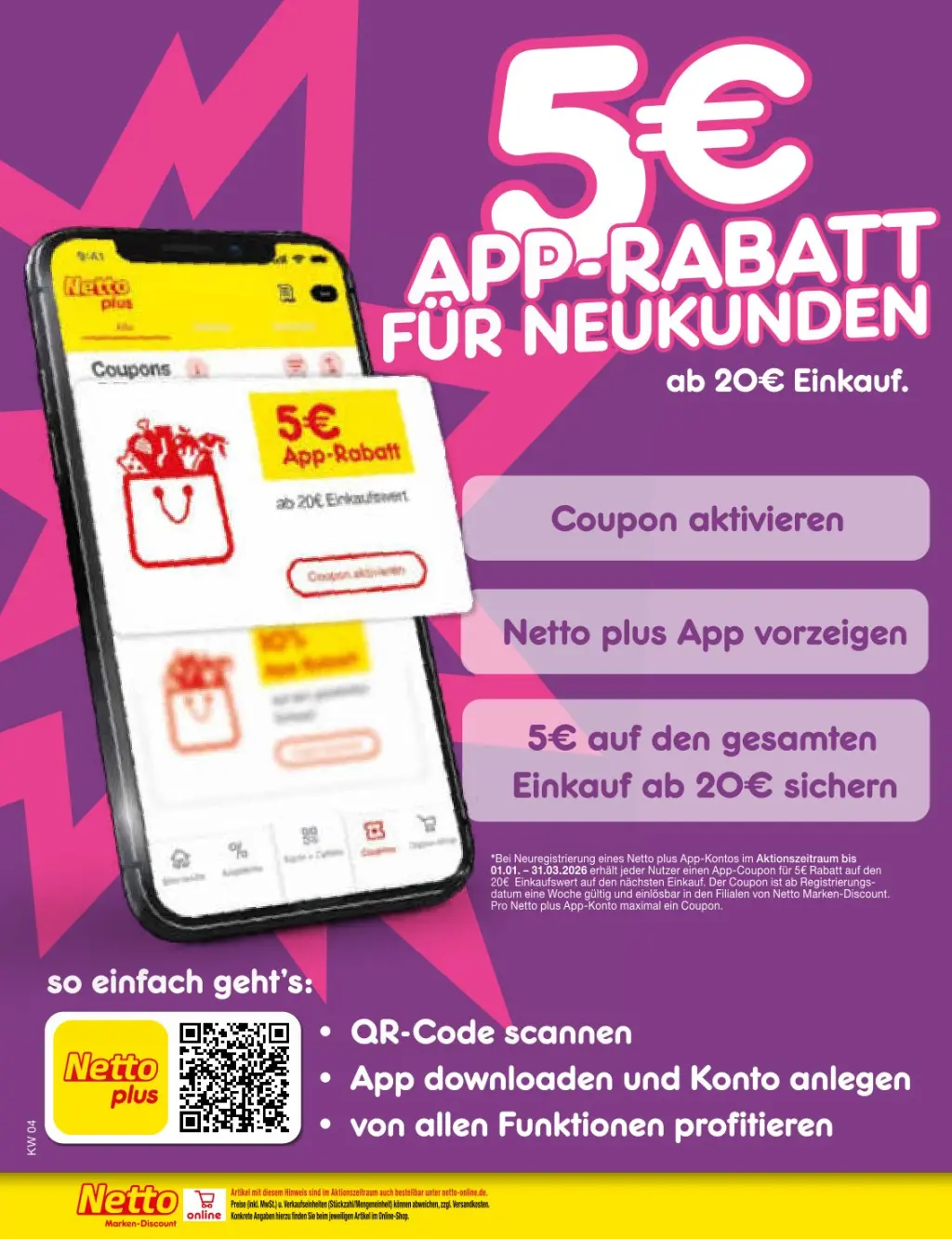 Netto Marken-Discount Prospekt KW04 mit aktuellen Angeboten und attraktiven Rabatten – günstige Lebensmittel, Sparen Sie bei Netto Marken-Discount Prospekt diese Woche!