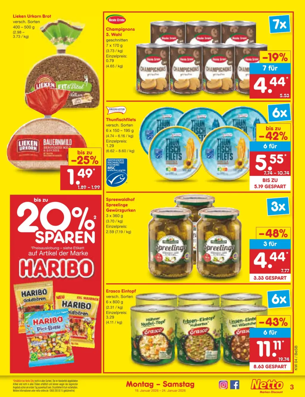 Netto Marken-Discount Prospekt KW04 mit aktuellen Angeboten und attraktiven Rabatten – günstige Lebensmittel, Sparen Sie bei Netto Marken-Discount Prospekt diese Woche!