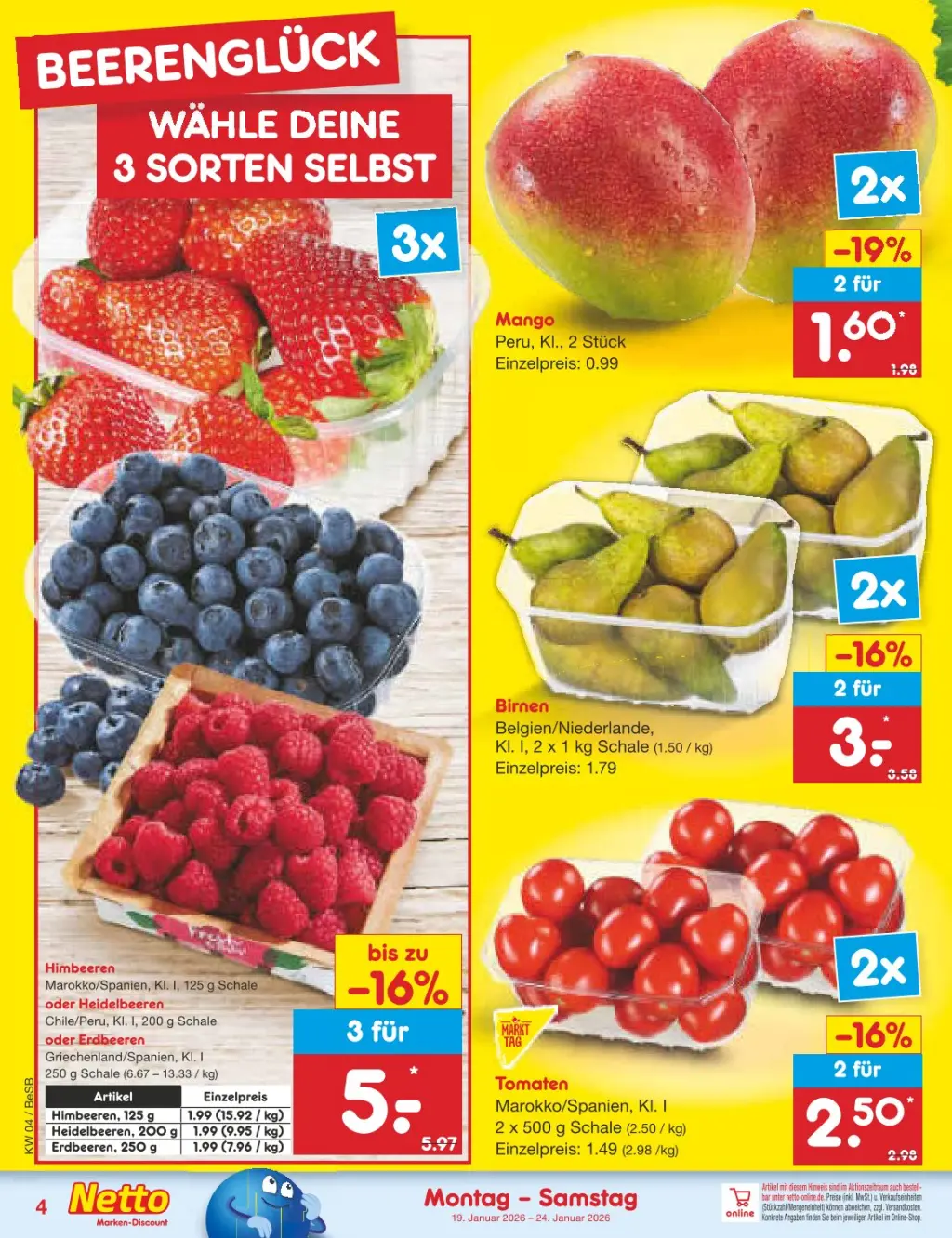 Netto Marken-Discount Prospekt KW04 mit aktuellen Angeboten und attraktiven Rabatten – günstige Lebensmittel, Sparen Sie bei Netto Marken-Discount Prospekt diese Woche!