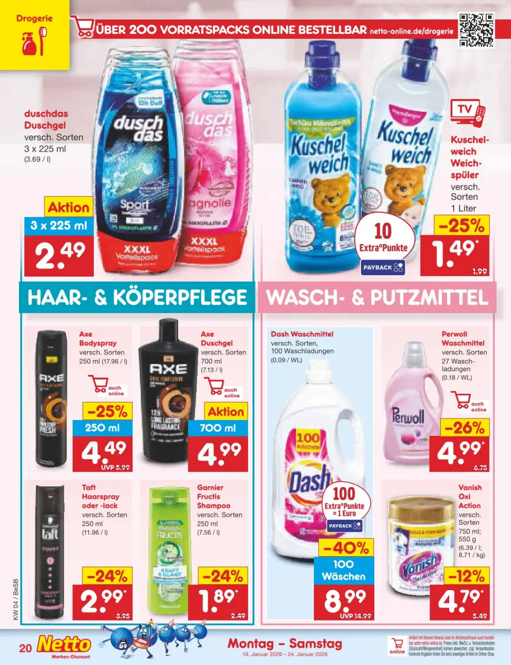 Netto Marken-Discount Prospekt KW04 mit aktuellen Angeboten und attraktiven Rabatten – günstige Lebensmittel, Sparen Sie bei Netto Marken-Discount Prospekt diese Woche!