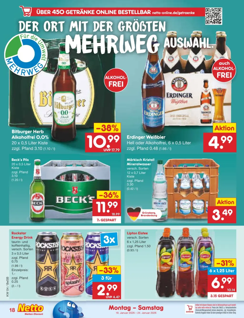 Netto Marken-Discount Prospekt KW04 mit aktuellen Angeboten und attraktiven Rabatten – günstige Lebensmittel, Sparen Sie bei Netto Marken-Discount Prospekt diese Woche!